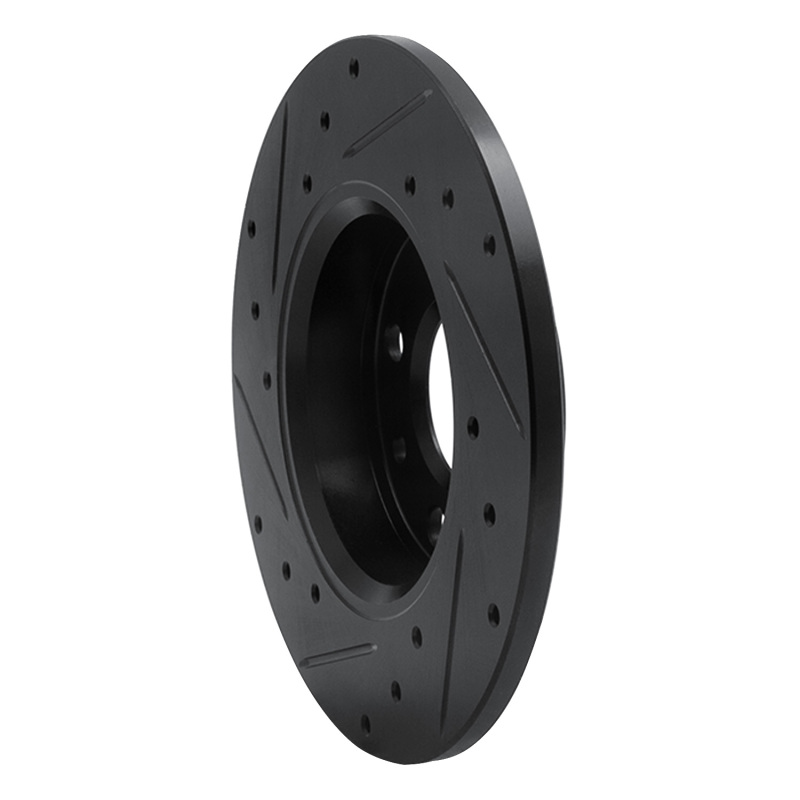 Fiat 500 Brake Rotor (1) - Rear Right - R1 Concepts - Drilled & Slotted - Black - `09-`19